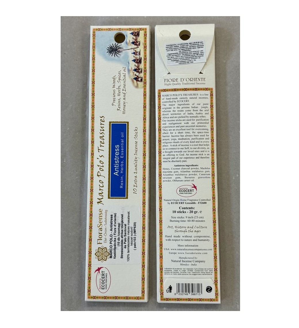 100% természetes, ECOCERT/ICEA minősített masala pálcika afrikai tömjénnel és Palo Santo-val - meleg, balzsamos illat